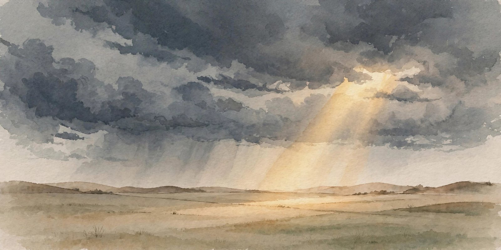 Dark storm clouds with a single beam of light breaking through