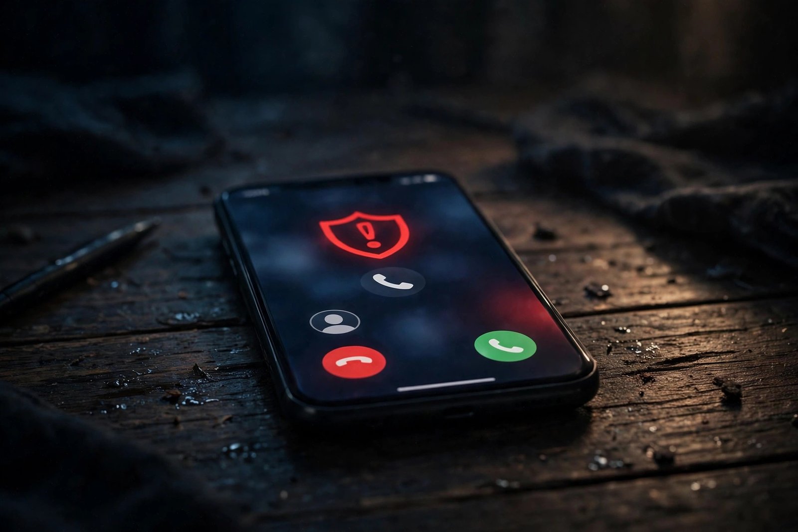 Smartphone showing an unknown incoming call with a spam warning for 5128465056